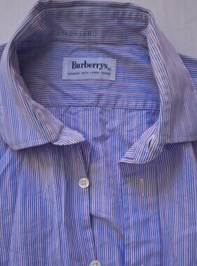 Burberry Striped Dress Shirt in Blue Vintage